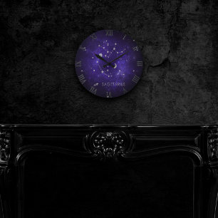 Horloge Ronde Sagittaire pourpre zodiaque   Horoscope astrologiq