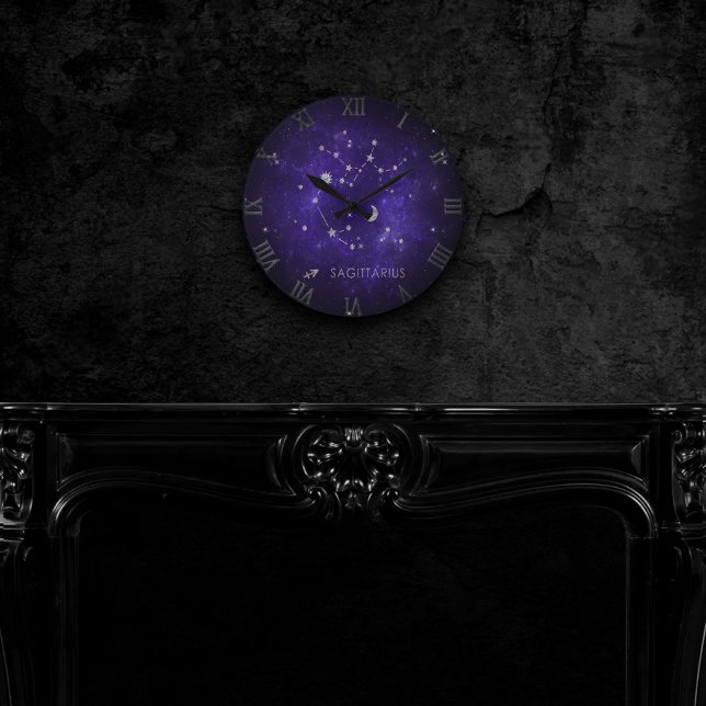 Horloge Ronde Sagittaire pourpre zodiaque | Horoscope astrologiq (Créateur téléchargé)
