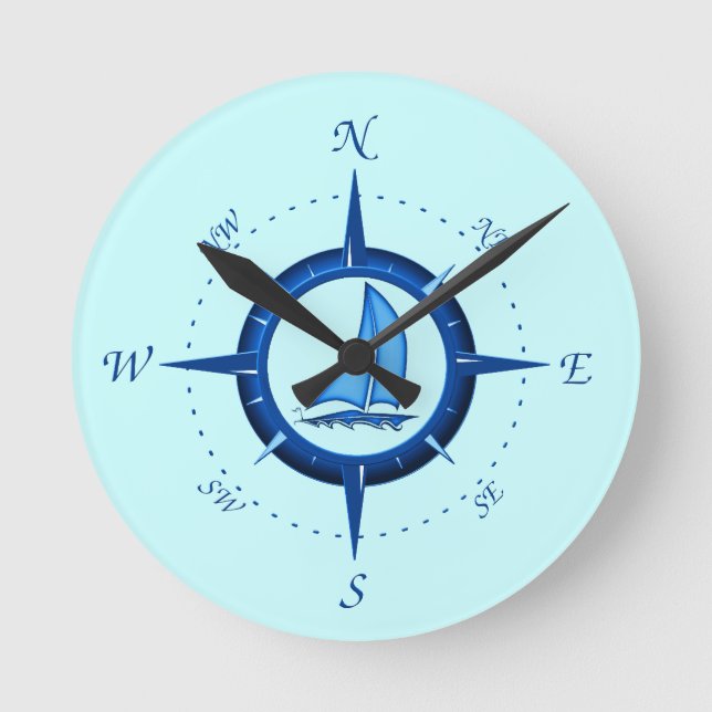 Horloge Ronde Sailboat and compass rose (Recto)