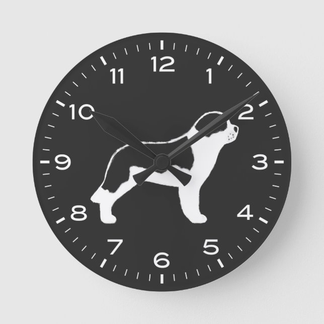 Horloge Ronde Saint-Bernard Chalk Style Drawing Dog (Recto)