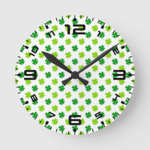 Horloge Ronde Saint Patrick's Day Clover Feuille Motif-54601