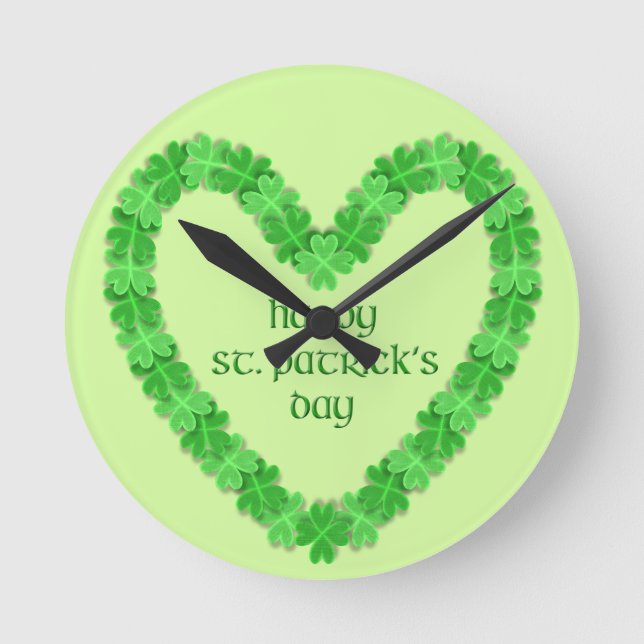 Horloge Ronde Saint Patrick's Day Heart (Recto)