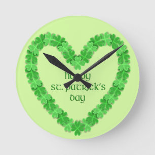 Horloge Ronde Saint Patrick's Day Heart