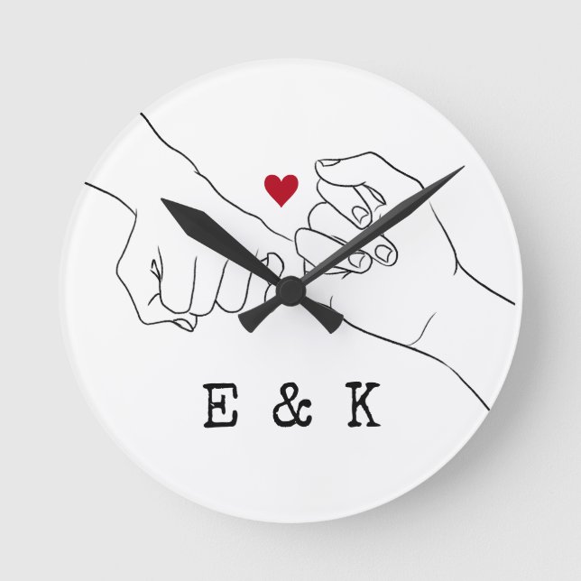 Horloge Ronde Saint Valentin Cadeau Pinky Promise Couple Cadeau (Recto)