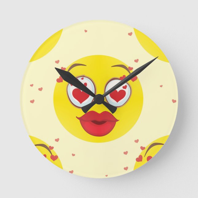 Horloge Ronde Saint Valentin Emoji (Recto)