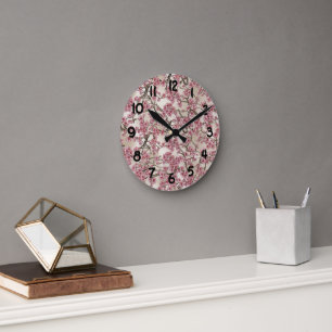 Horloge Ronde Sakura rose fleurs de cerisiers japonais