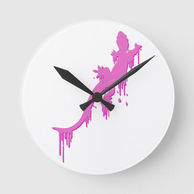 Horloge Ronde Salamandre Rose Distressée Avec Lavette De Peintur (Recto)