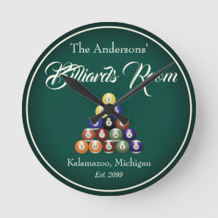 Horloge Ronde Salle de table de billard personnalisable