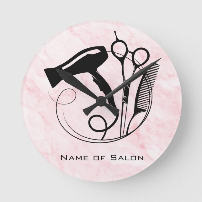 Horloge Ronde Salon de beauté Pink Marble (Recto)