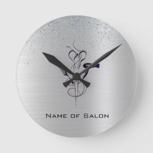 Horloge Ronde Salon de beauté Silver Glitter