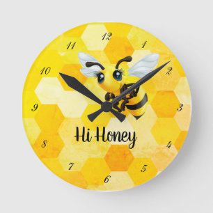 Horloge Ronde "Salut Honey" Bee