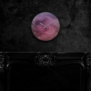 Horloge Ronde Sangria Strata   Moody Pink and Purple Luxe Agate