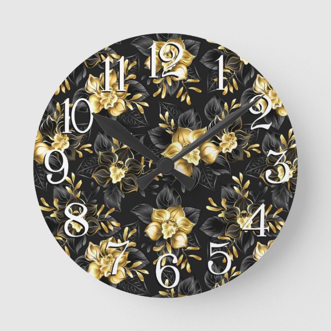 Horloge Ronde Sans couture avec orchidées de bijoux (Recto)