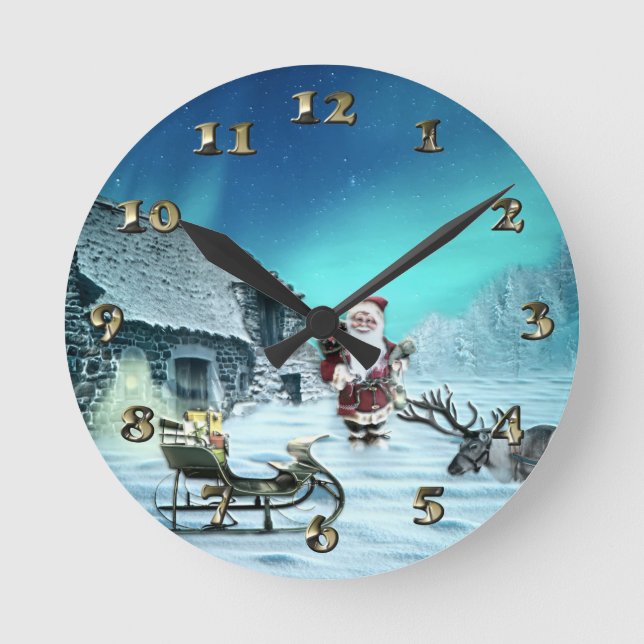 Horloge Ronde Santa and Rudolph with Sled (Recto)