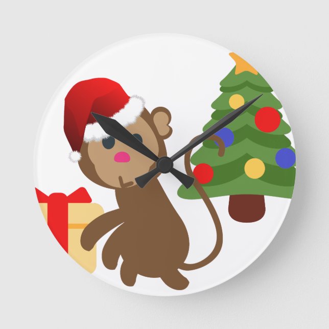 Horloge Ronde santa claus monkey emoji (Recto)