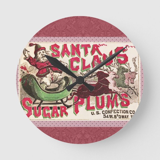 Horloge Ronde Santa Claus Sugar Plum Christmas (Recto)