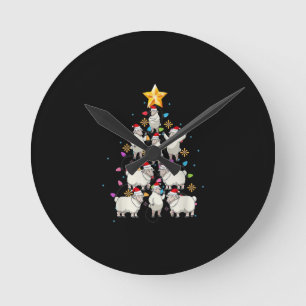 Horloge Ronde Santa Sheep Christmas Tree Lights Funny Sheep Veni