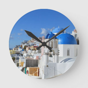Horloge Ronde Santorini Grèce Gel Souris Boîte Cadeau Souris Sil
