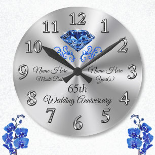 Horloge Ronde Sapphire 65e anniversaire Mariage Idées cadeaux Ho