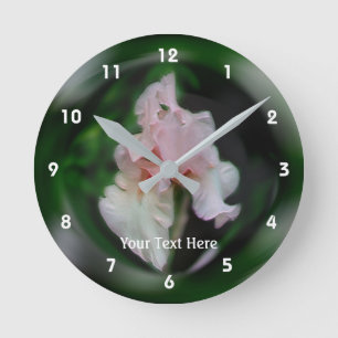 Horloge Ronde Saumon Pink Iris Flower Art