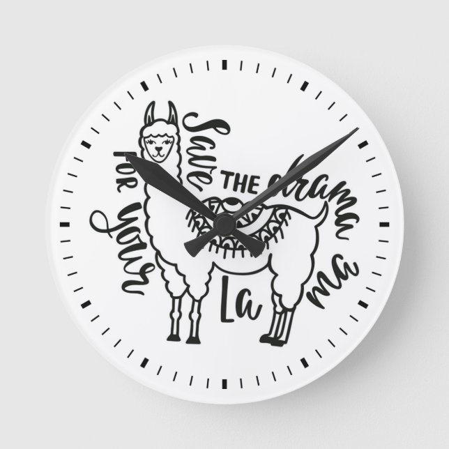 Horloge Ronde Sauvez le drame pour votre lama (Recto)