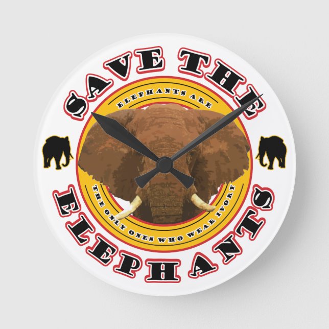 Horloge Ronde Sauvez les éléphants (Recto)