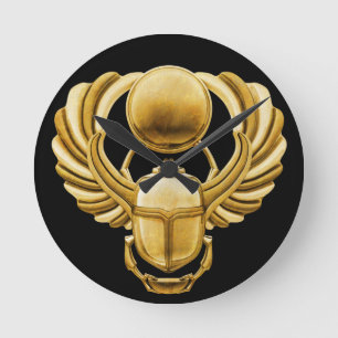Horloge Ronde Scarab en or égyptien
