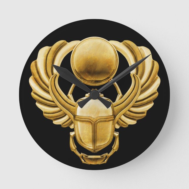 Horloge Ronde Scarab en or égyptien (Recto)