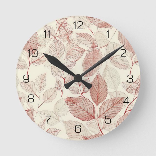 Horloge Ronde Scatter automatique : Feuilles rougeâtres sur Crea (Recto)