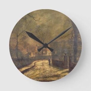 Horloge Ronde Scène d'automne, Leeds, 1874 (huile à bord)