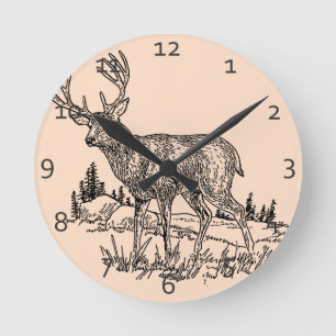 Horloge Ronde Scène de cerfs communs