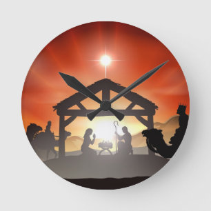 Horloge Ronde Scène de nativité de Noël