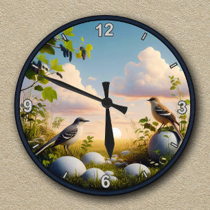 Horloge Ronde Scène de nature personnalisable avec le Moqueur po