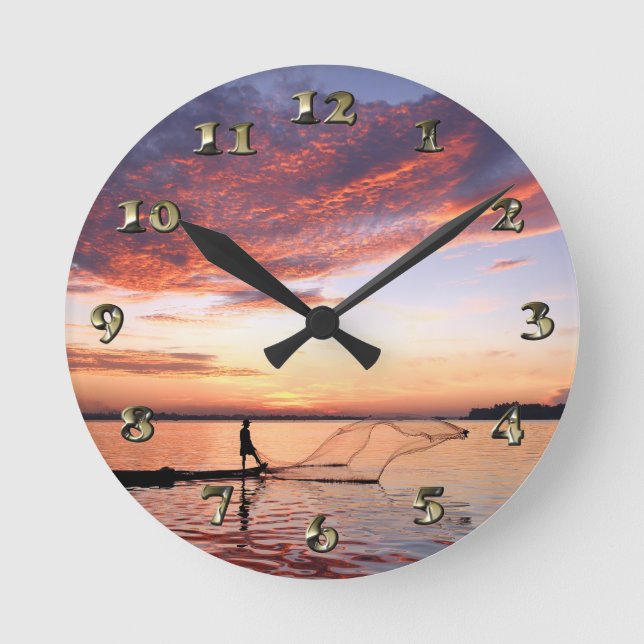 Horloge Ronde Scène des pêcheurs de bateaux de rivière (Recto)