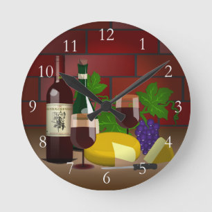 Horloge Ronde Scène table de fromage à vin