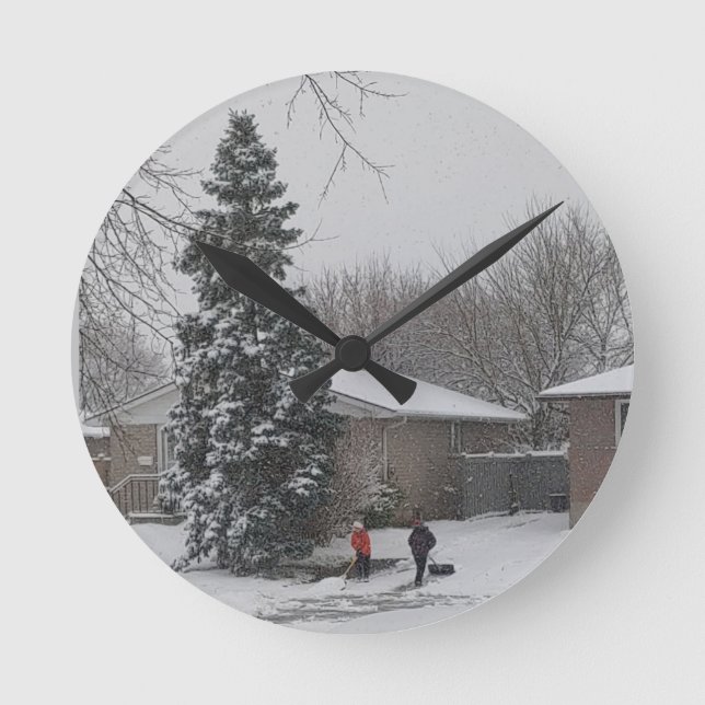 Horloge Ronde Scène Vintage d'hiver (Recto)