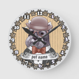 Horloge Ronde Schnauzer portant des lunettes