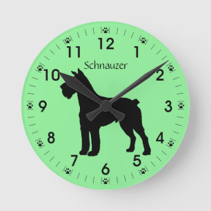 Horloge Ronde Schnauzer Silhouette Personnalisée