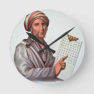 Horloge Ronde Scholar Cherokee, Sequoyah (1776-1843) (couleur)