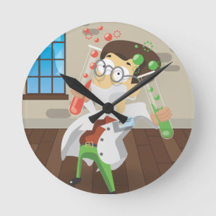 Horloge Ronde Scientifique avec tubes à essai