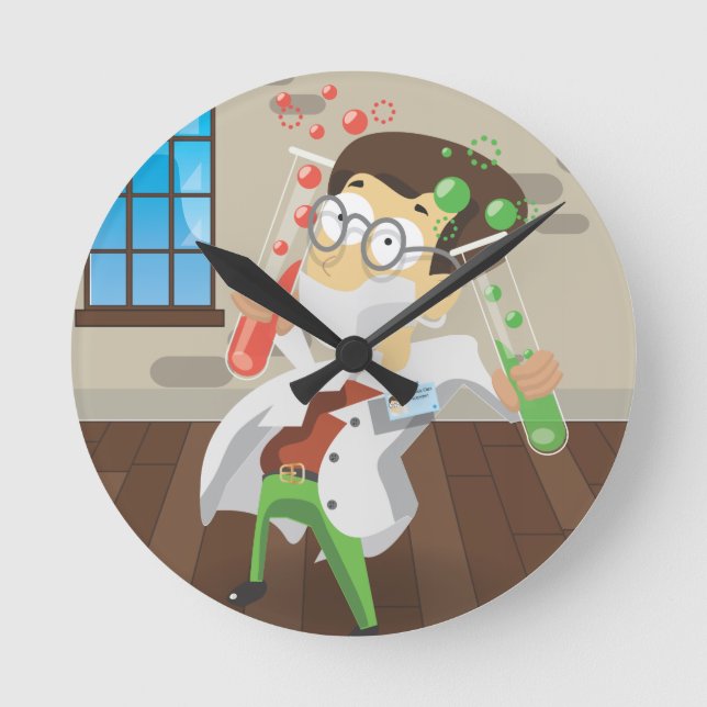 Horloge Ronde Scientifique avec tubes à essai (Recto)