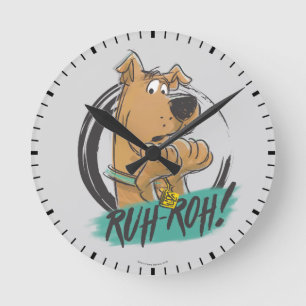 Horloge Ronde Scooby-Doo "Ruh Roh !" Croquis de marqueur