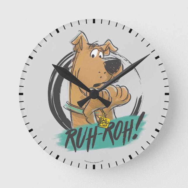 Horloge Ronde Scooby-Doo "Ruh Roh !" Croquis de marqueur (Recto)