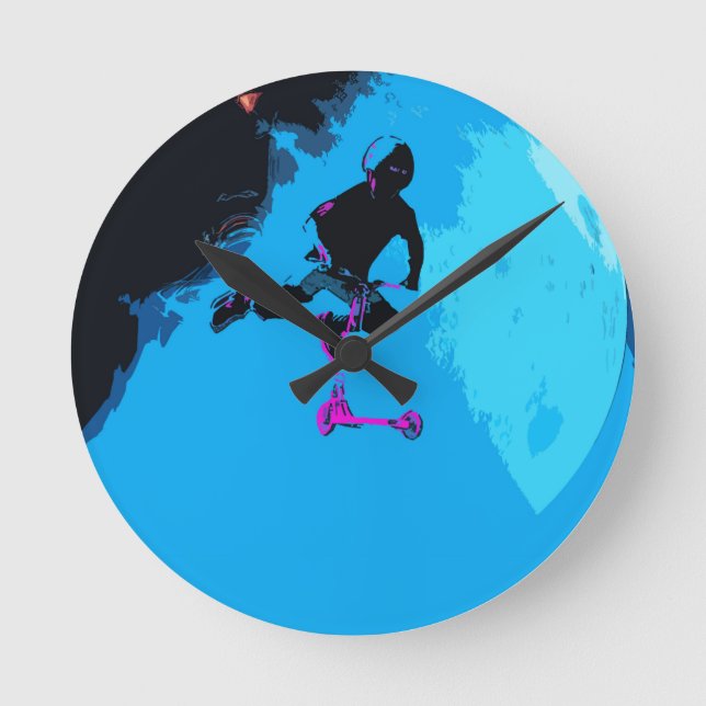 Horloge Ronde Scootering spatial - Stunt Scooter Boy (Recto)