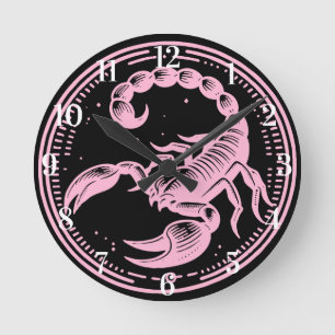 Horloge Ronde Scorpion rose Astrologie Scorpion SIGNE Zodiaque