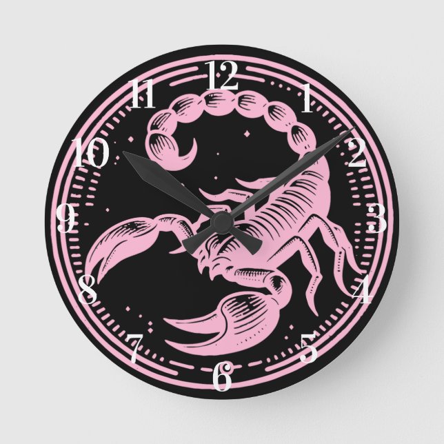 Horloge Ronde Scorpion Rose Astrologie Signe du zodiaque Scorpio (Recto)