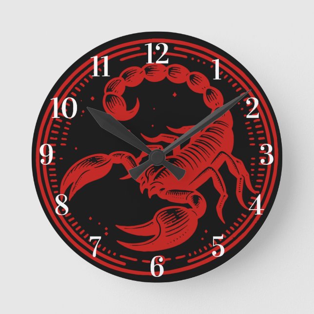 Horloge Ronde Scorpion rouge Astrologie Scorpion SIGNE Zodiaque (Recto)
