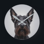 Horloge Ronde Scottish Terrier<br><div class="desc">Terrier écossais mignon.</div>