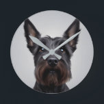 Horloge Ronde Scottish Terrier<br><div class="desc">Terrier écossais mignon.</div>