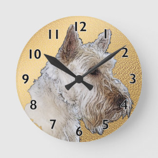 Horloge Ronde Scottish Terrier Art